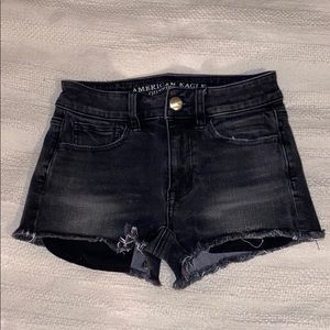 American Eagle Hi-Rise Shortie Washed Black Shorts